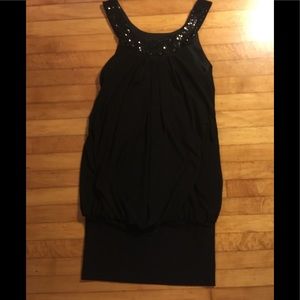 Black mini dress w sequin collar